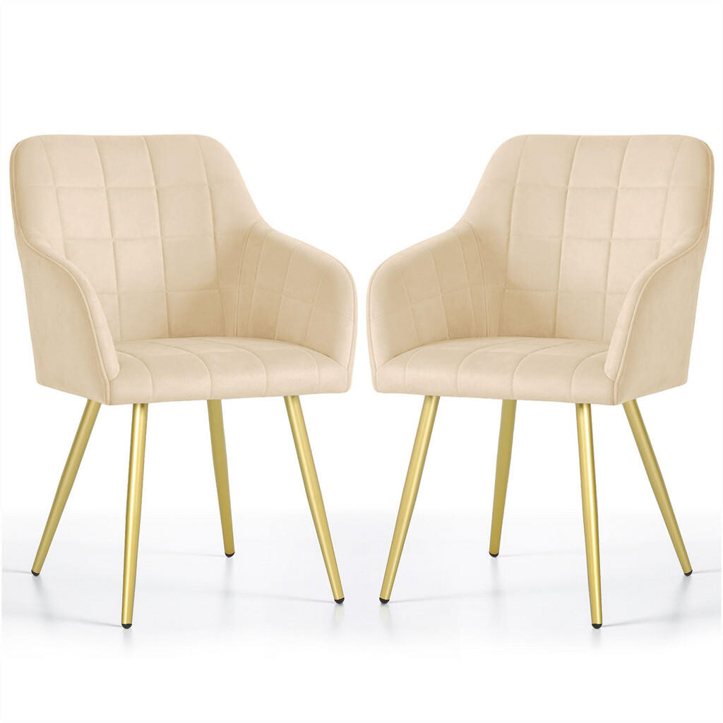 RAUMHIRSCH FURNITURE ČALOUNĚNÁ ŽIDLE, sada 2 ks, kovové nohy, béžová, zlatá 54/82/58