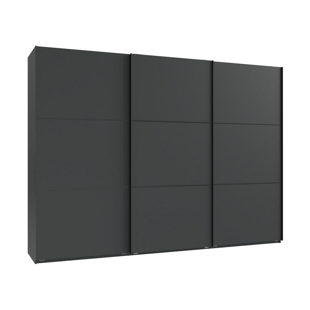 luma-home SKŘÍŇ S POSUVNÝMI DVEŘMI, 3dveřová, šířka 300 cm, výška 216 cm, hloubka 65 cm, v antracitové barvě, včetně kompletního vybavení / 22018