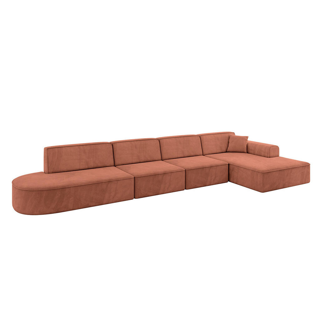 ALTDECOR ROHOVÁ SEDACÍ SOUPRAVA s otomanem vpravo IREA-L3-v3 – 412 × 165 × 77 cm, meruňková