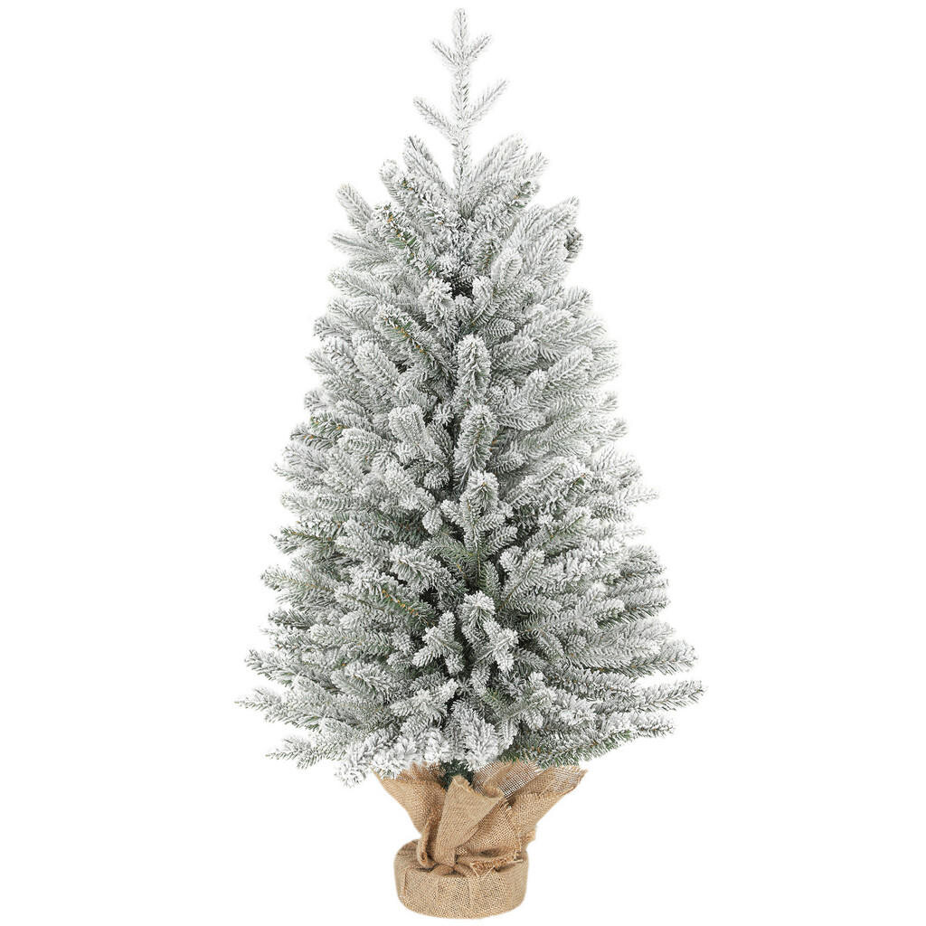 HOMCOM MINI Umělý vánoční stromek 90 cm umělý smrk se sněhem bílý