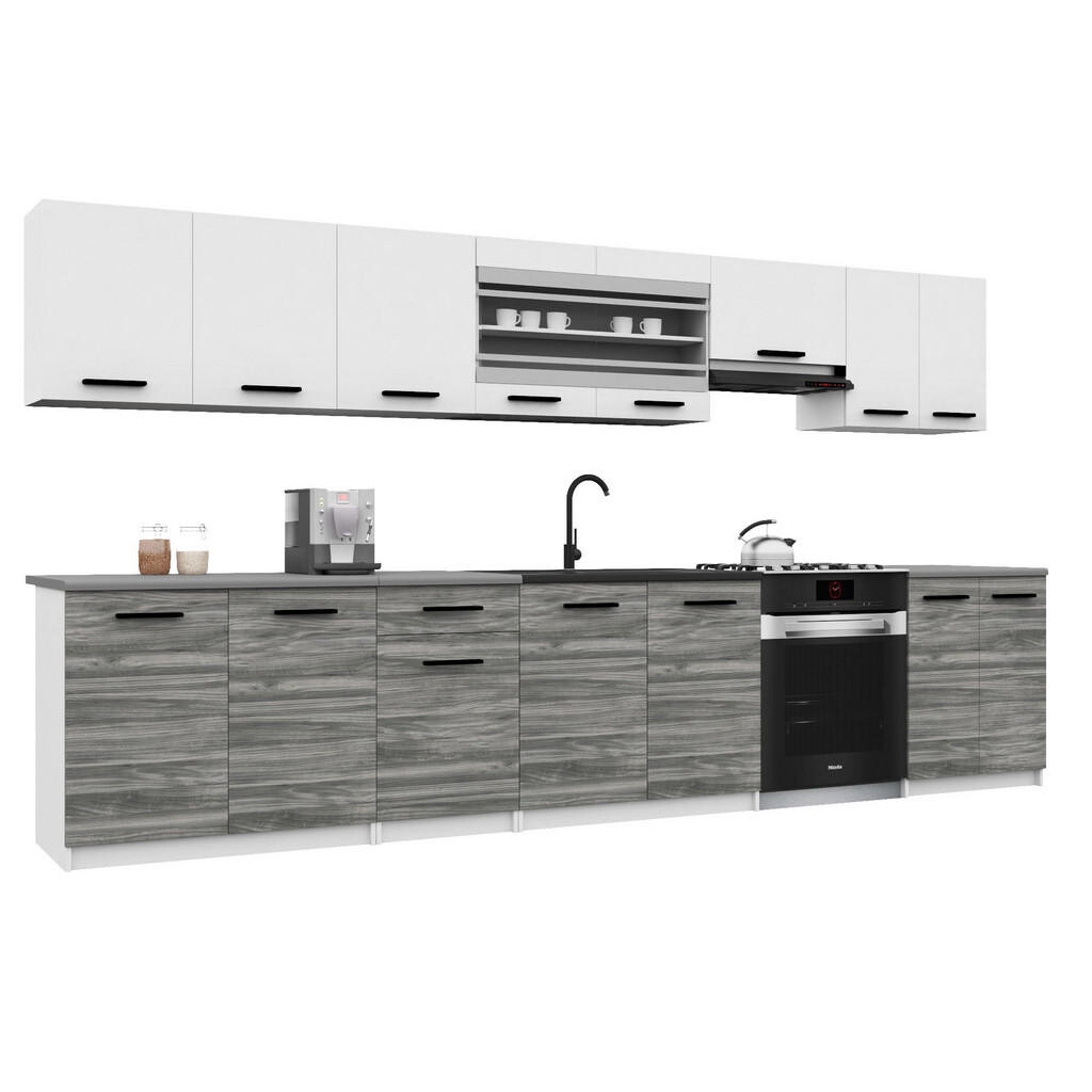 B BELINI GROUP KUCHYŇSKÁ LINKA Italia 3 320 cm, s pracovními deskami, Bílo-šedá Glamour matná