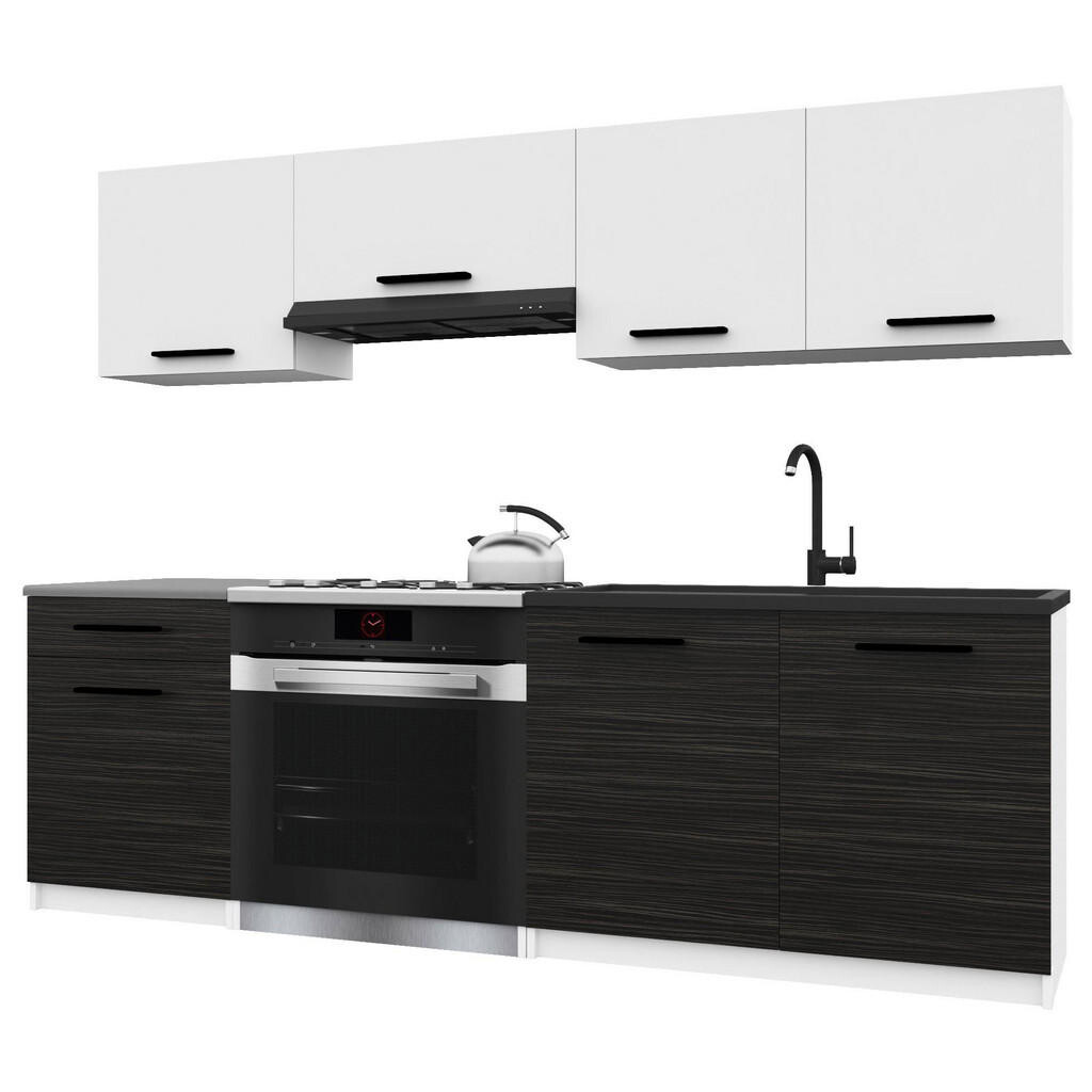 B BELINI GROUP KUCHYŇSKÁ LINKA Italia 1 180 cm, s pracovními deskami, Bílo-ebenová matná