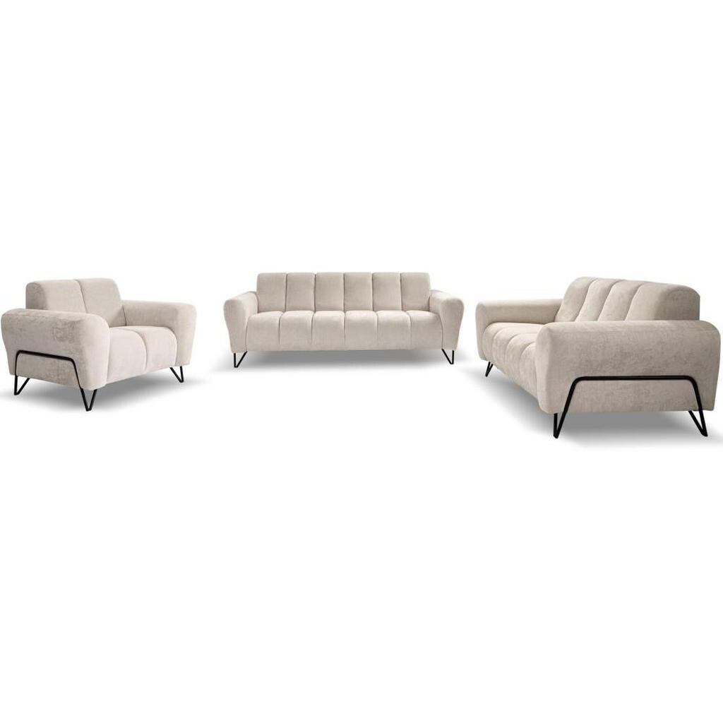 Beautysofa SEDACÍ souprava Volare (pohovky + křeslo), bez funkce spaní, světle béžová