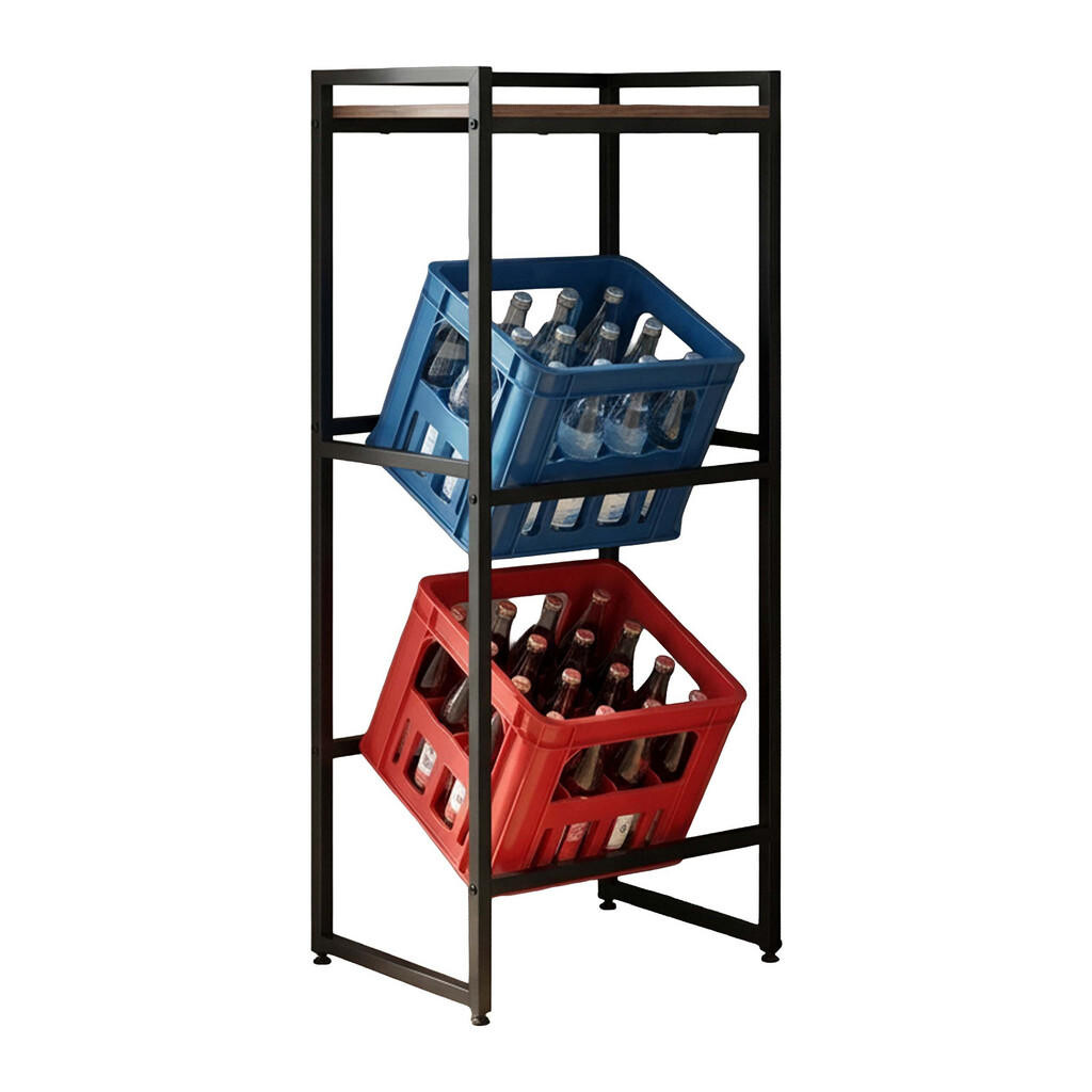Relaxdays REGÁL černá hnědá na přepravky s policí 47 cm