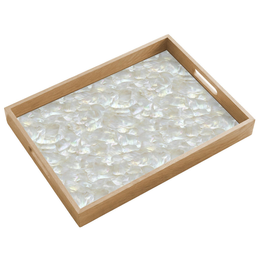 OnlyWow SERVÍROVACÍ PODNOS Perleťový lesk - Bílá - Shell 50x35 cm