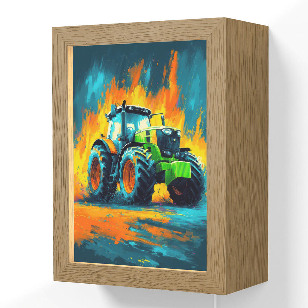 OnlyWow NÁSTĚNNÁ LAMPA Abstrakt - Traktor - Zelený 15x20 cm