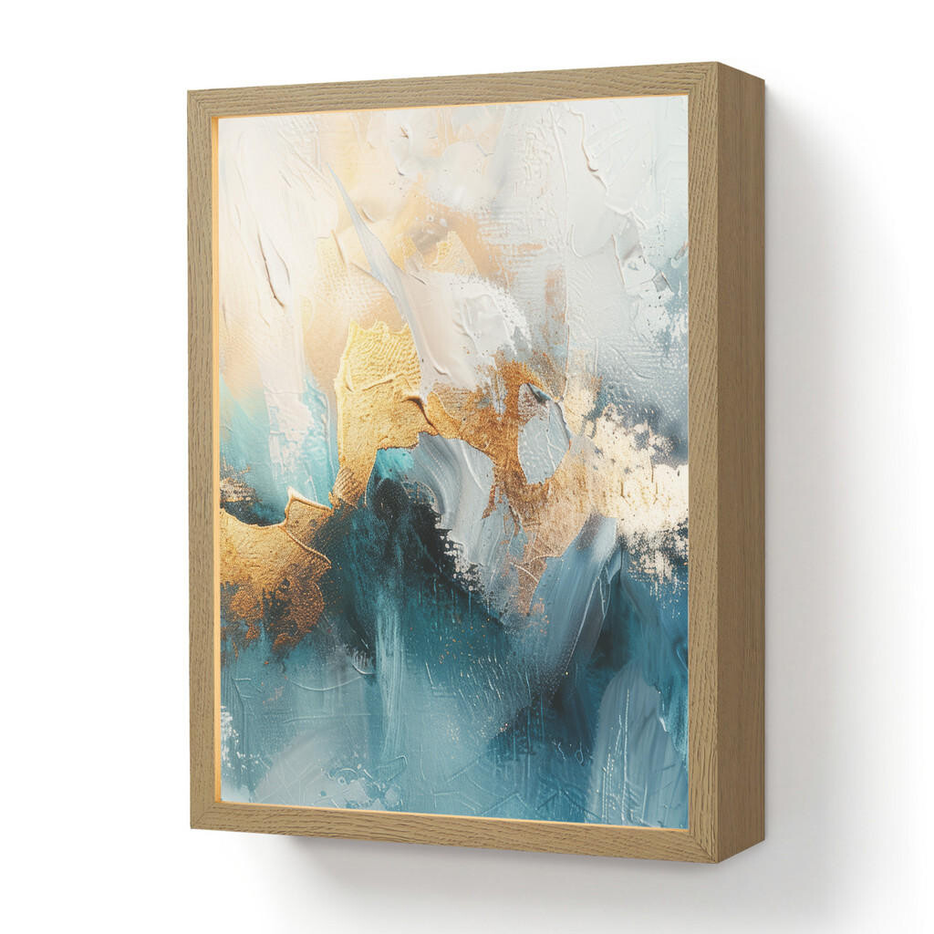 OnlyWow NÁSTĚNNÁ LAMPA S AKUMULÁTOREM Abstraktní - umění - zlatá - modrá 30x40 cm
