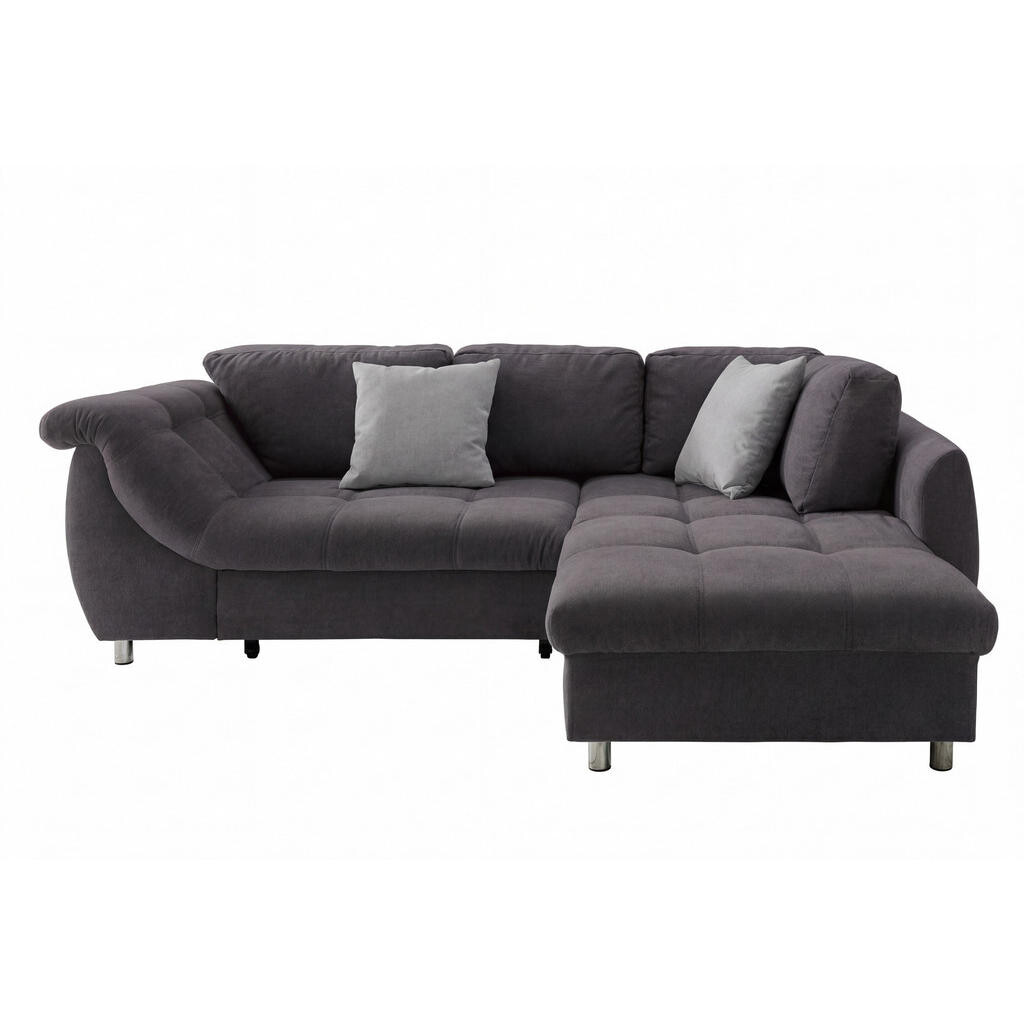 luma-home ROHOVÁ POHOVKA s funkcí rozkládání, vlnovým pružením, otomanem vpravo, 250 × 190 × 84 cm (Š×H×V), mikrovlákno antracitová barva / 17007