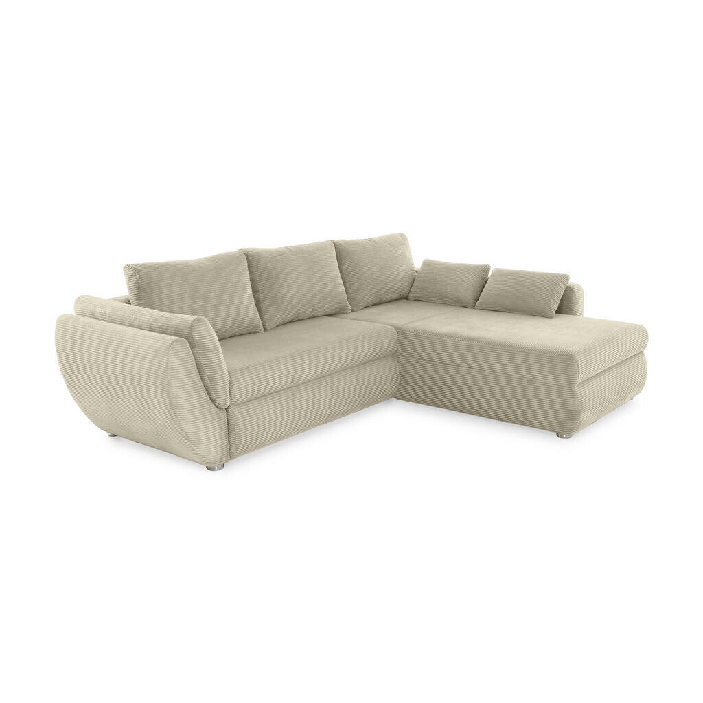 luma-home ROHOVÁ POHOVKA s funkcí rozkládání a úložným prostorem, 272 × 200 × 88 cm (Š×H×V), kordová látka v béžovo-šedém odstínu / 15227