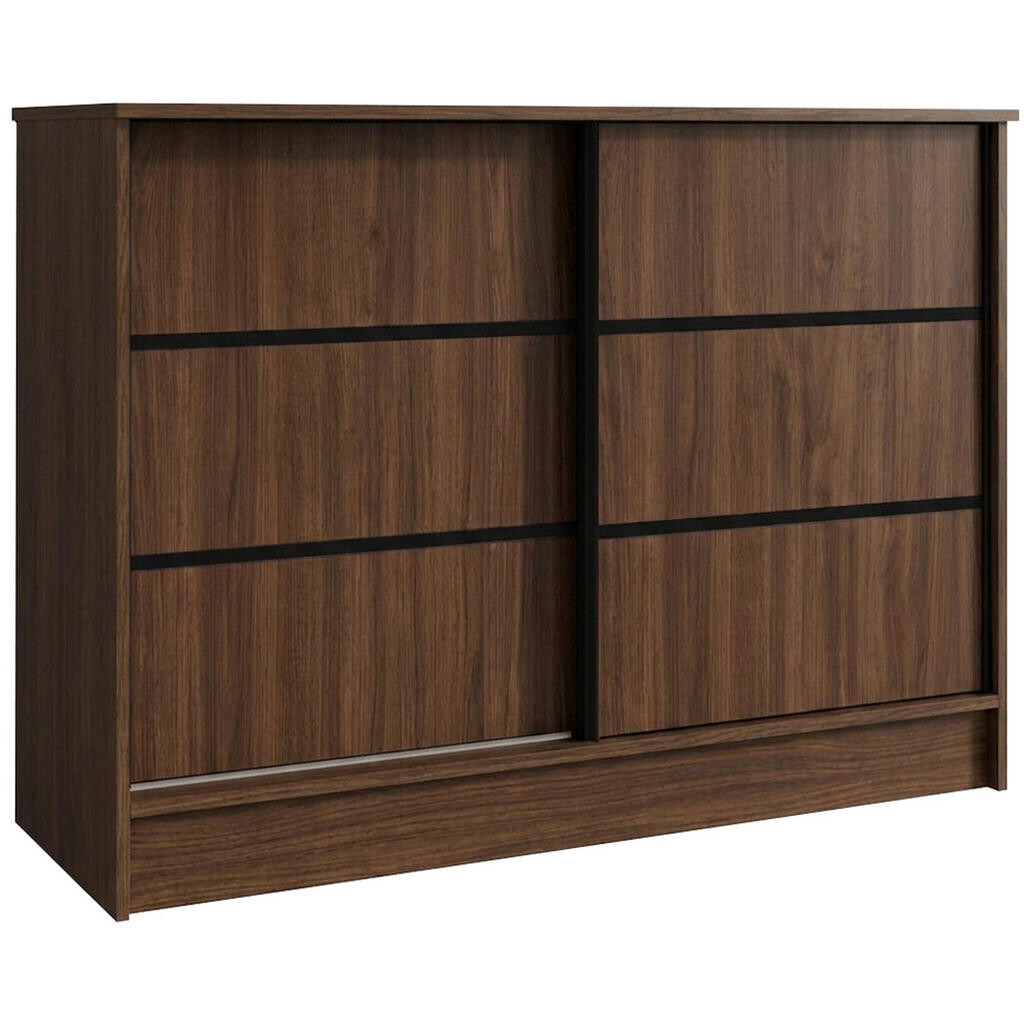 Beautysofa KOMODA Mirela se 2 posuvnými dveřmi, 100 cm, ořech + černá