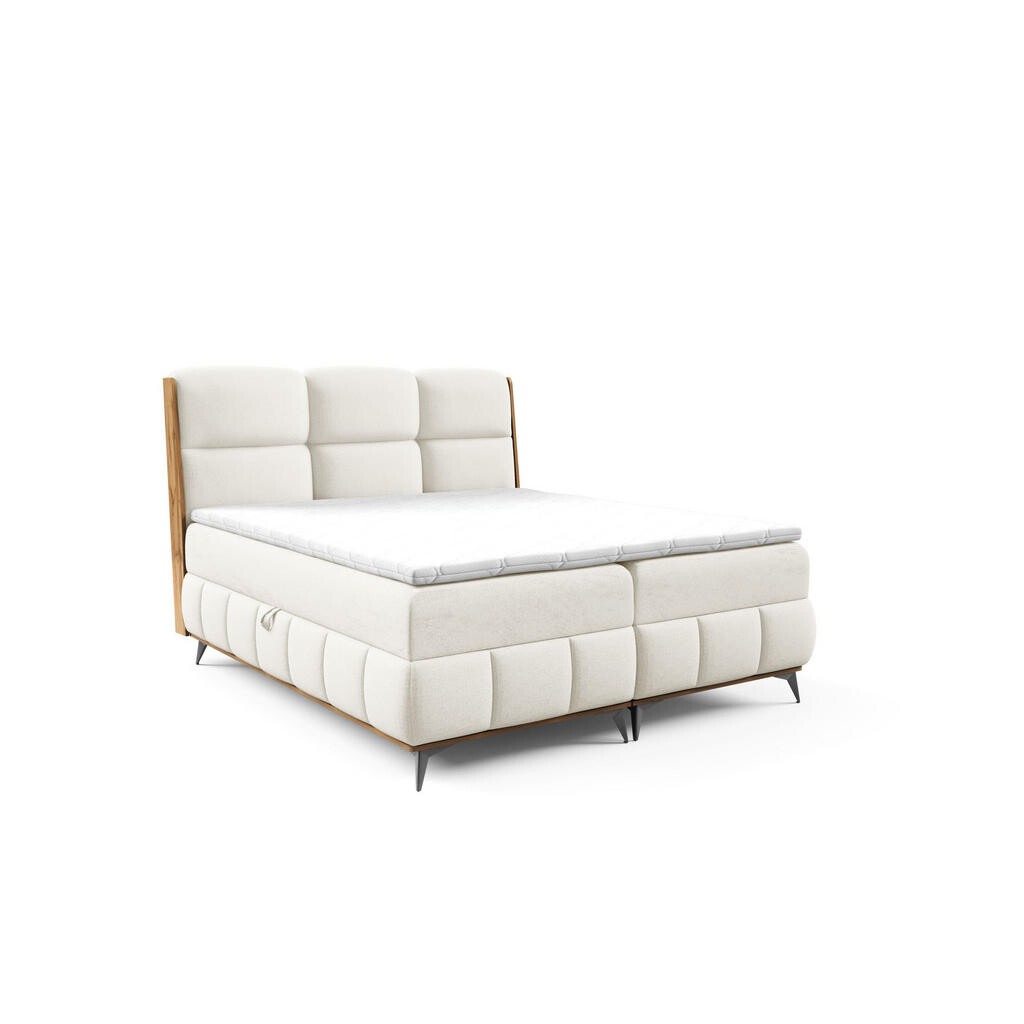 Home Collective BOXSPRINGOVÁ POSTEL s úložným prostorem a topperem 200x200 cm bílá