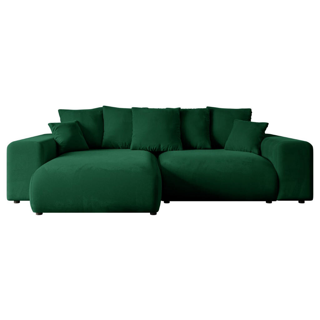 ALTDECOR ROHOVÁ SEDACÍ SOUPRAVA s otomanem vlevo ESKAR-L 266x176x72 tmavě zelený manšestr