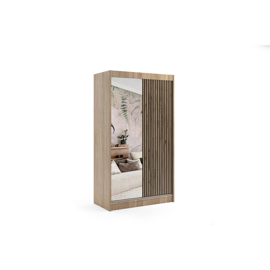 ALTDECOR ŠATNÍ SKŘÍŇ VILAN s zrcadlem – 120 cm – Sonoma dub | dub wotan