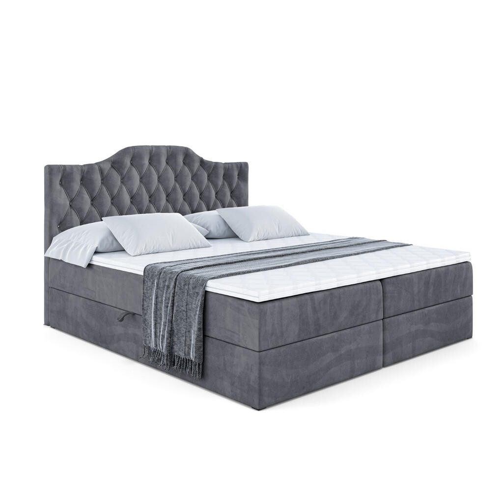 ALTDECOR AMERICKÁ postel s matrací H3 a lamelovým roštem – VILA-1 – 140 × 200 cm, tmavě šedá