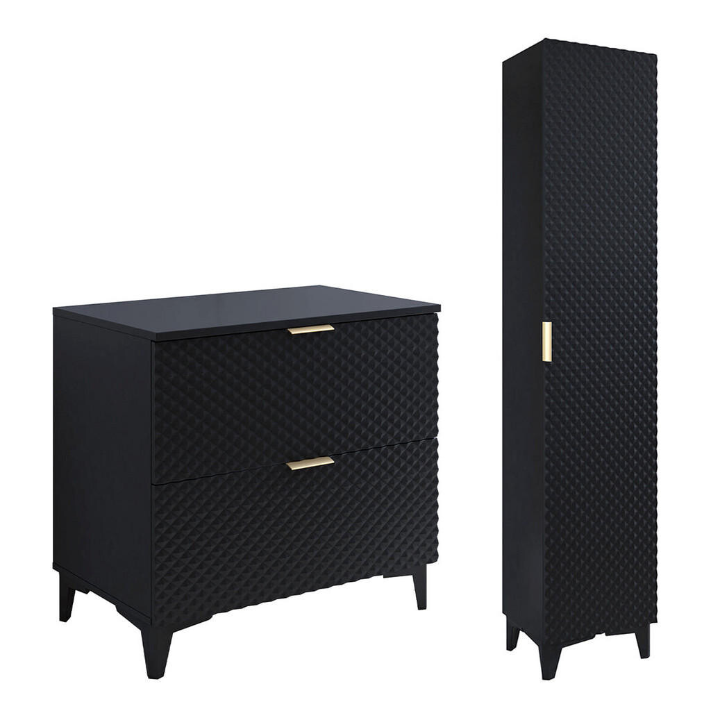 Petits-meubles SKŘÍŇKA POD UMYVADLO 80.4cm Cléa 2er-Set Černá