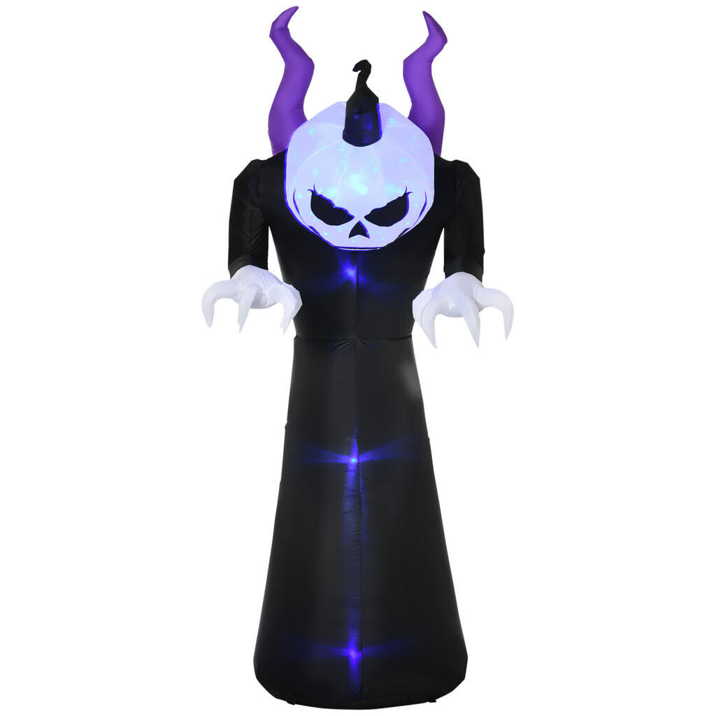 Outsunny 210 cm nafukovací duch s dýňovou hlavou, halloweenská dekorace s LED, vodotěsná