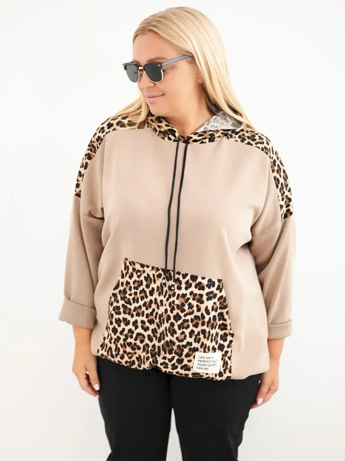 Kesi Plus Size mikina s leopardím vzorem