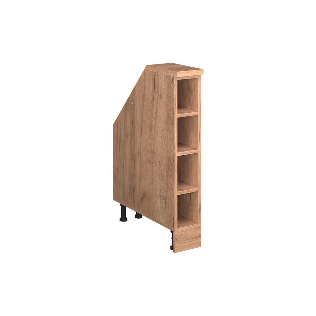 Vicco KUCHYŇSKÁ SKŘÍŇKA POD ŠIKMOU STŘECHU R-Line Zlatý mocný dub 15 cm se 4 přihrádkami, korpus skříně hloubka 60 cm