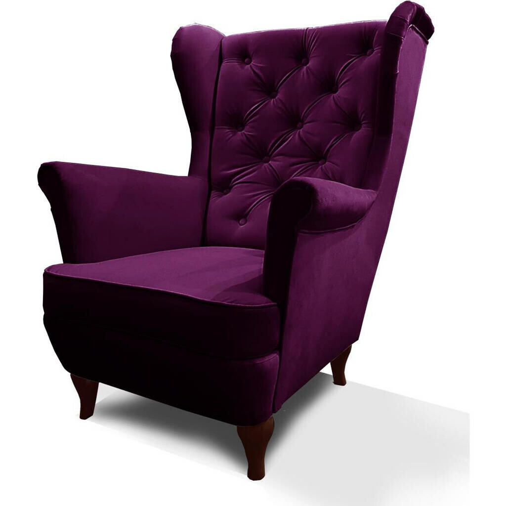 Beautysofa KŘESLO Chesterfield Falco fialové s nohami v barvě wenge