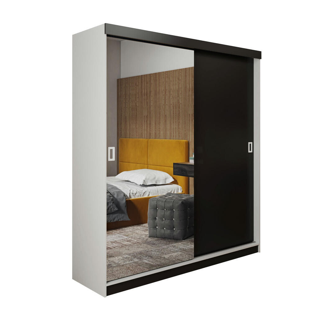 Kier Furniture POSUVNÁ ŠATNÍ SKŘÍŇ RETRO 1 138 - Bílá & Černá 138x205x59cm