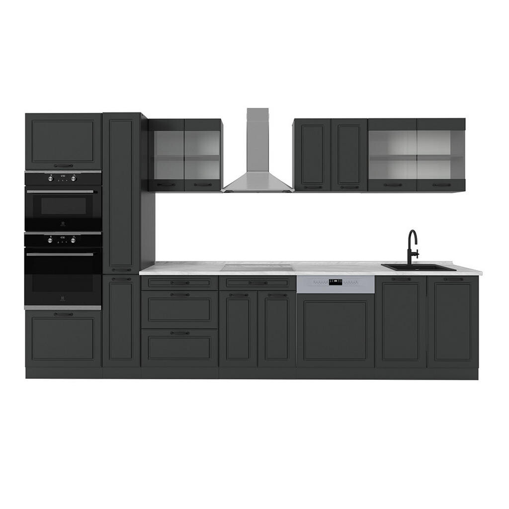 Vicco KUCHYNĚ R-Line Antracitový venkovský dům/antracit 350 cm , PD Mramor