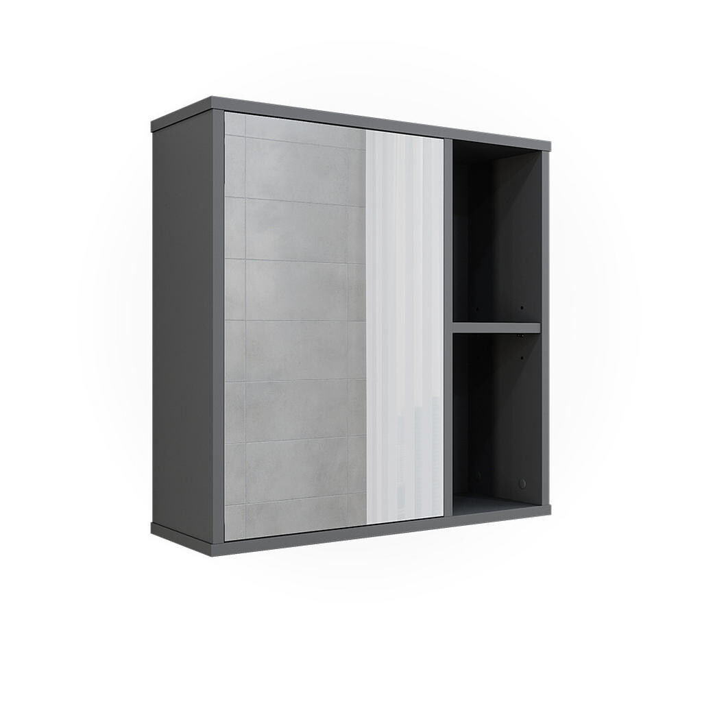 Vicco KOUPELNOVÁ SKŘÍŇKA SE ZRCADLEM Leano Antracit/horský dub 60 x 60 cm