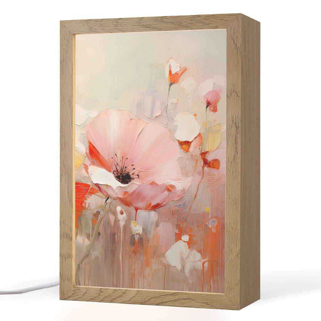 OnlyWow STOLNÍ LAMPA Květiny - Akvarel - Růžová - Abstraktní - Umění 20x30 cm