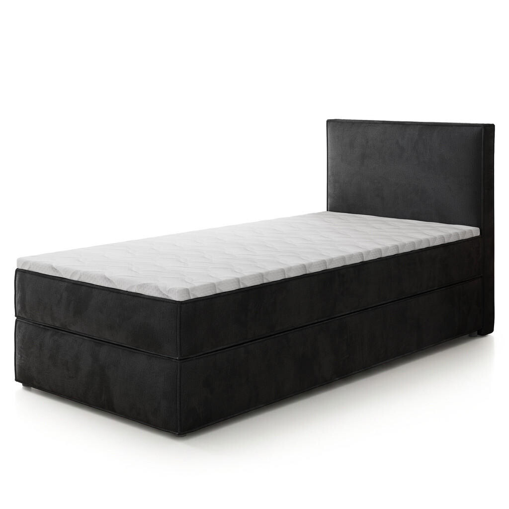 MASSENO AMERICKÁ POSTEL PELLIO 100x200 cm, s matrací a úložným prostorem, Černá