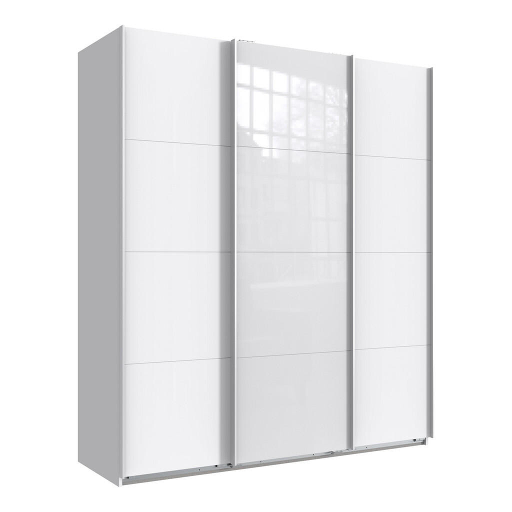 luma-home SKŘÍŇ S POSUVNÝMI DVEŘMI, 3dveřová, šířka 180 cm / výška 208 cm / hloubka 64 cm, bílá, s jedněmi prosklenými dveřmi v bílé barvě / 22514