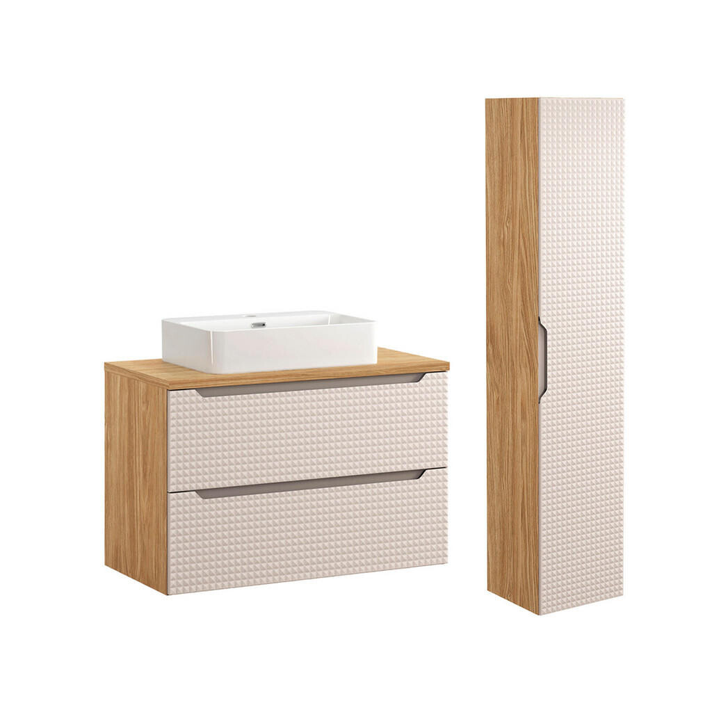 Petits-meubles KOUPELNOVÝ NÁBYTEK 90cm Mallory 2er-Set Béžová a dřevo