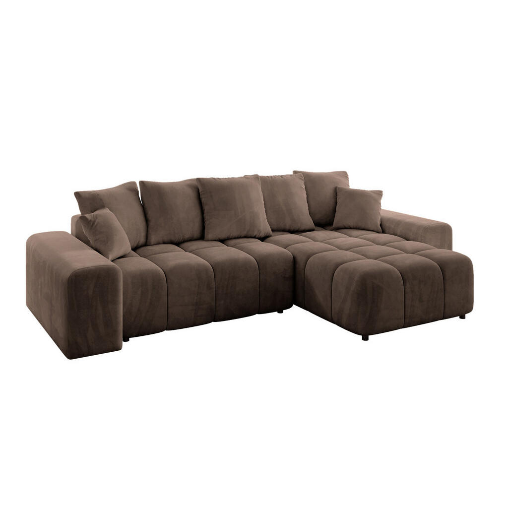 ALTDECOR ROHOVÁ SEDACÍ SOUPRAVA s otomanem vpravo ENIL-L 297x189x68 hnědý velur