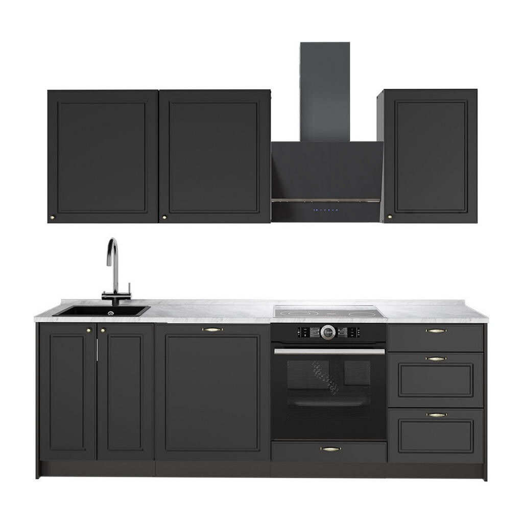 Vicco KUCHYŇSKÝ KOUT Fame-Line, Anthrazit-Gold Landhaus/Antracit, 230 cm, PD Mramor