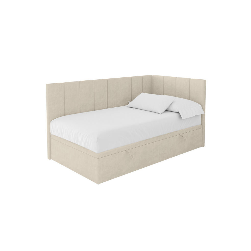 ALTDECOR JEDNOLŮŽKOVÁ POSTEL pro mládež s úložným prostorem vlevo, s matrací - LOVY 100x200 béžová