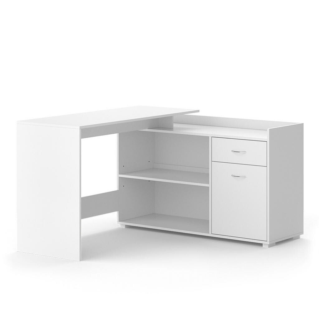 Vicco ROHOVÝ PSACÍ STŮL Noira Bílá 135 x 77 cm se zásuvkou