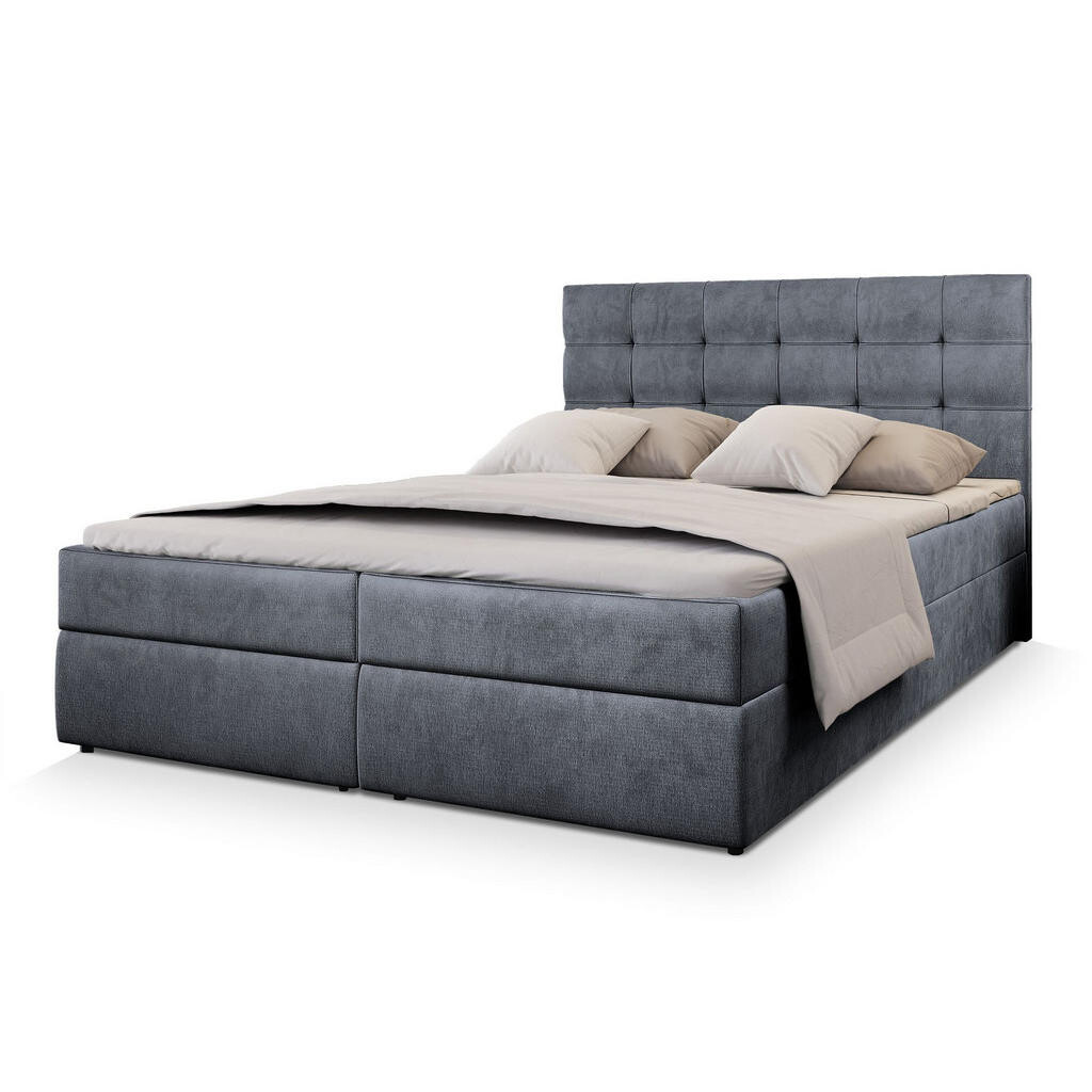 MASSENO AMERICKÁ POSTEL GLOS 180x200 cm, s matrací a úložným prostorem, šedá