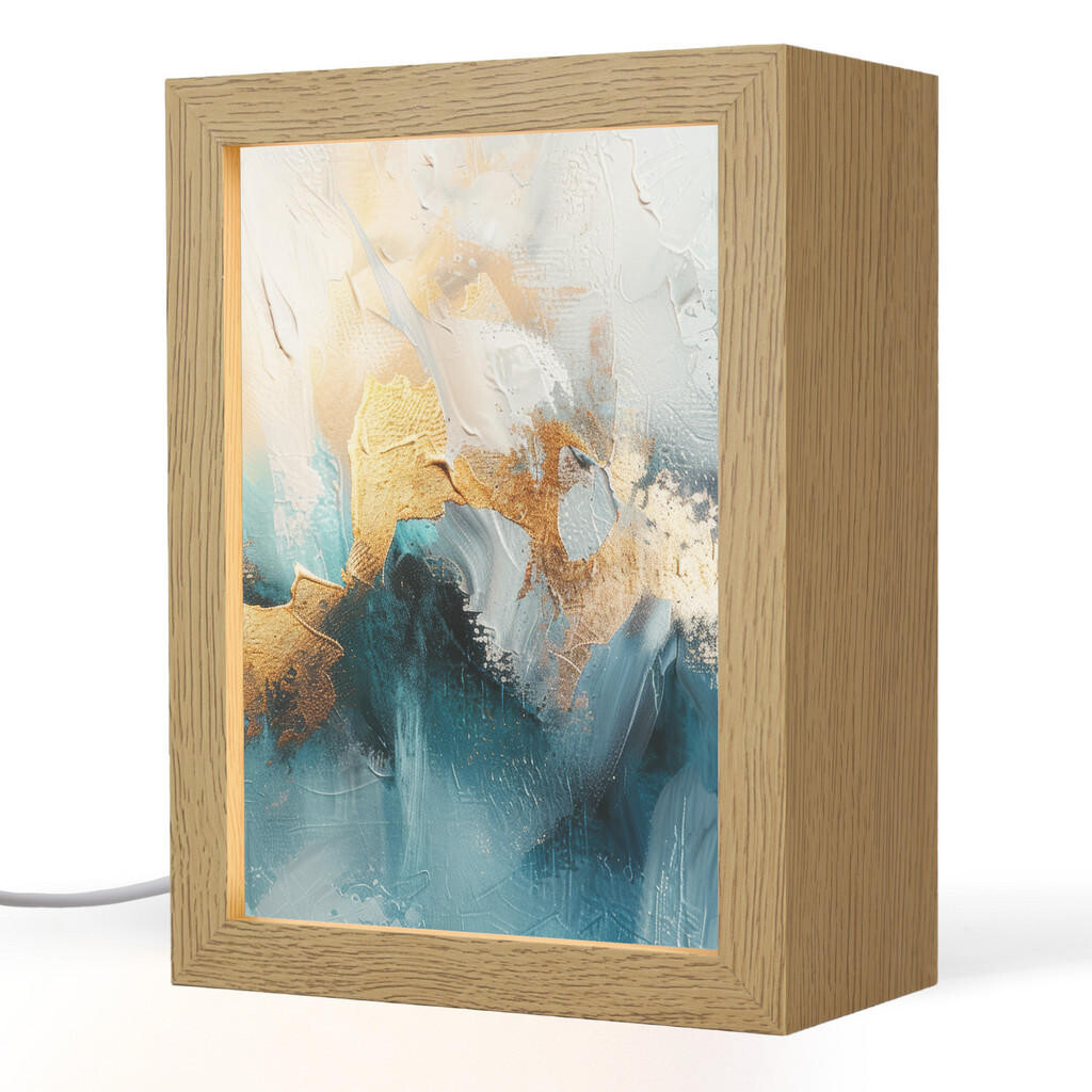 OnlyWow STOLNÍ LAMPA Abstraktní - umění - zlatá - modrá 15x20 cm