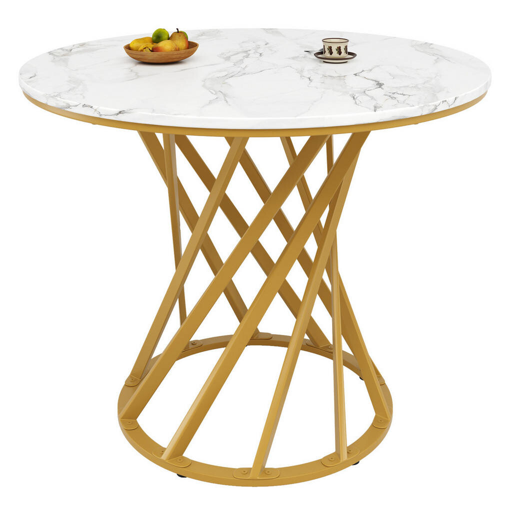 Redom JÍDELNÍ stůl 80/80/76 cm s MDF deskou a nastavitelnými nohami, Zlatá/Bílá