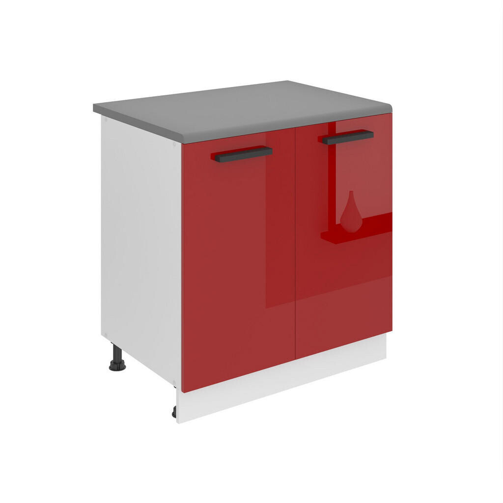 B BELINI GROUP KUCHYŇSKÁ SPODNÍ SKŘÍŇKA 80 cm SD s pracovní deskou, 2 dvířka, Červená lesklá