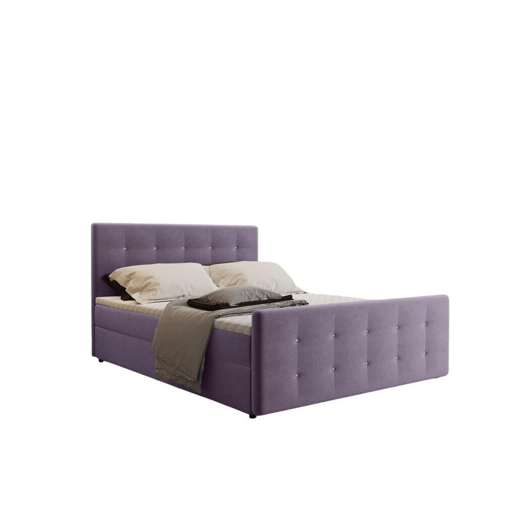 Kaiser Möbel KONTINENTÁLNÍ POSTEL s úložným prostorem, matrací a topperem AMOR Fialová 120x200 cm H2-Pocket