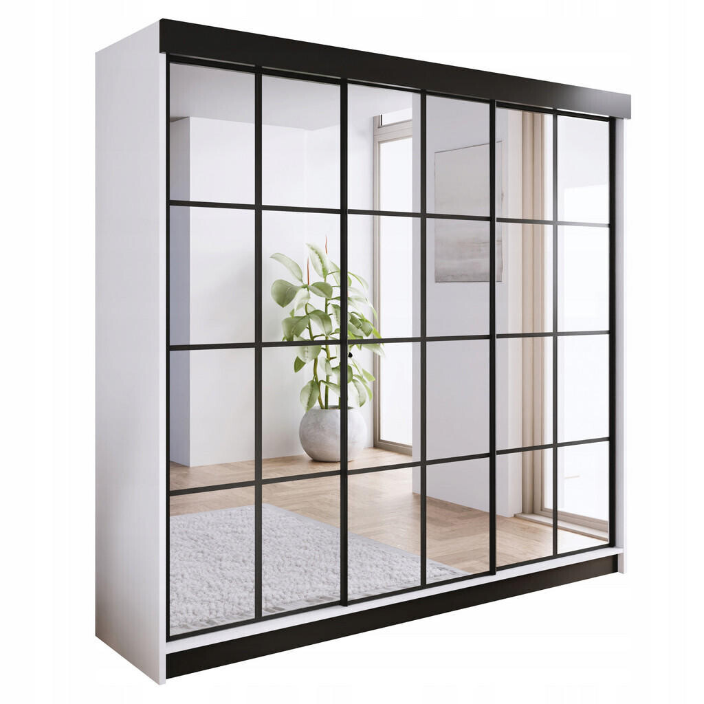 Kier Furniture POSUVNÁ ŠATNÍ SKŘÍŇ ARI 3 se zrcadlem 250 - Bílá