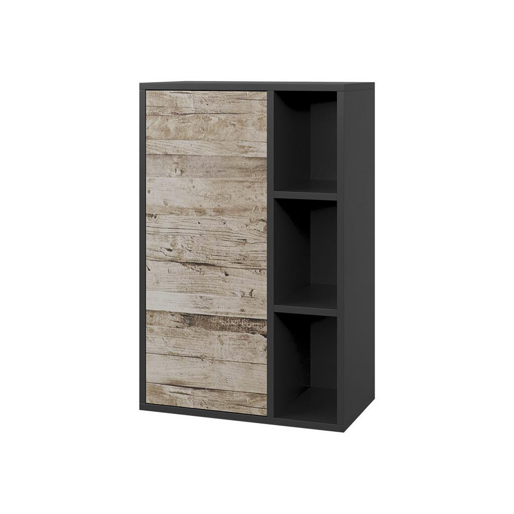 Vicco STĚNOVÁ POLICE Berno Černý/pískový dub 50.1 x 78.4 cm se 3 otevřenými přihrádkami