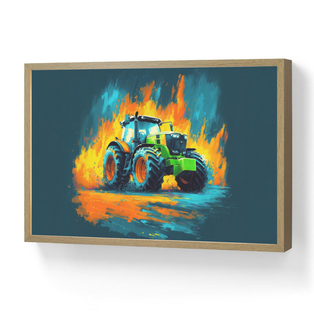 OnlyWow NÁSTĚNNÁ LAMPA S AKUMULÁTOREM Abstrakt - Traktor - Zelený 60x40 cm