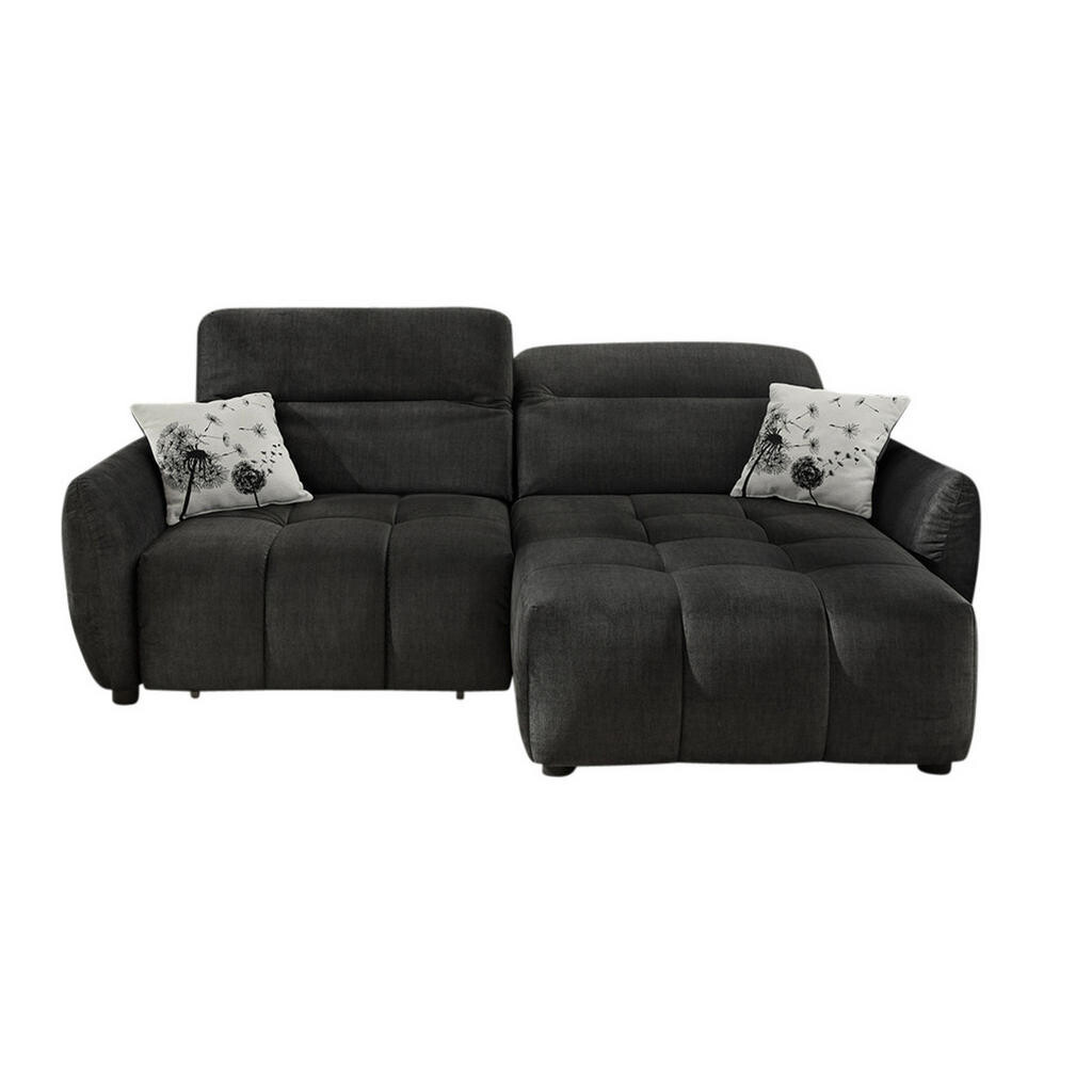 luma-home ROHOVÁ POHOVKA s elektrickým nastavením hloubky sedáku, nastavitelnými opěrkami hlavy, 260 × 191 × 106 cm (Š×H×V), velur antracitově černý /