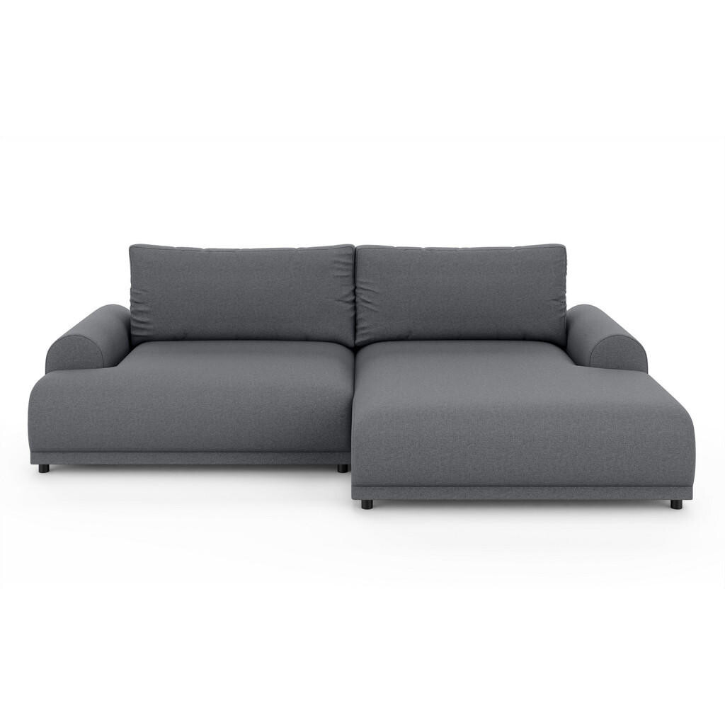 luma-home ROHOVÁ POHOVKA s funkcí rozkládání, úložný prostor, extra široký otoman vpravo, Š240/H145/V81 cm, strukturovaná látka tmavě šedá / 21033