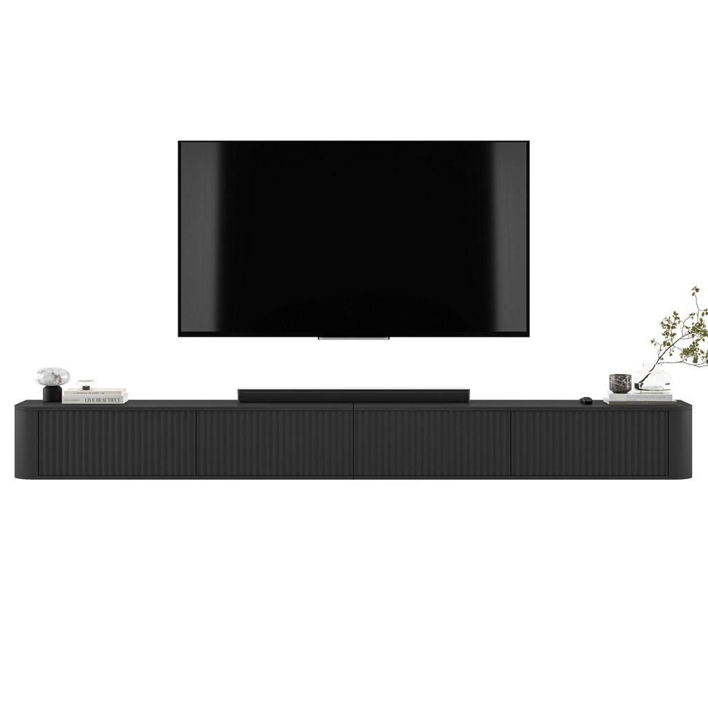 Meble Lindner TV stolek Aurora, sada 2 kusů, matná černá, 280 cm