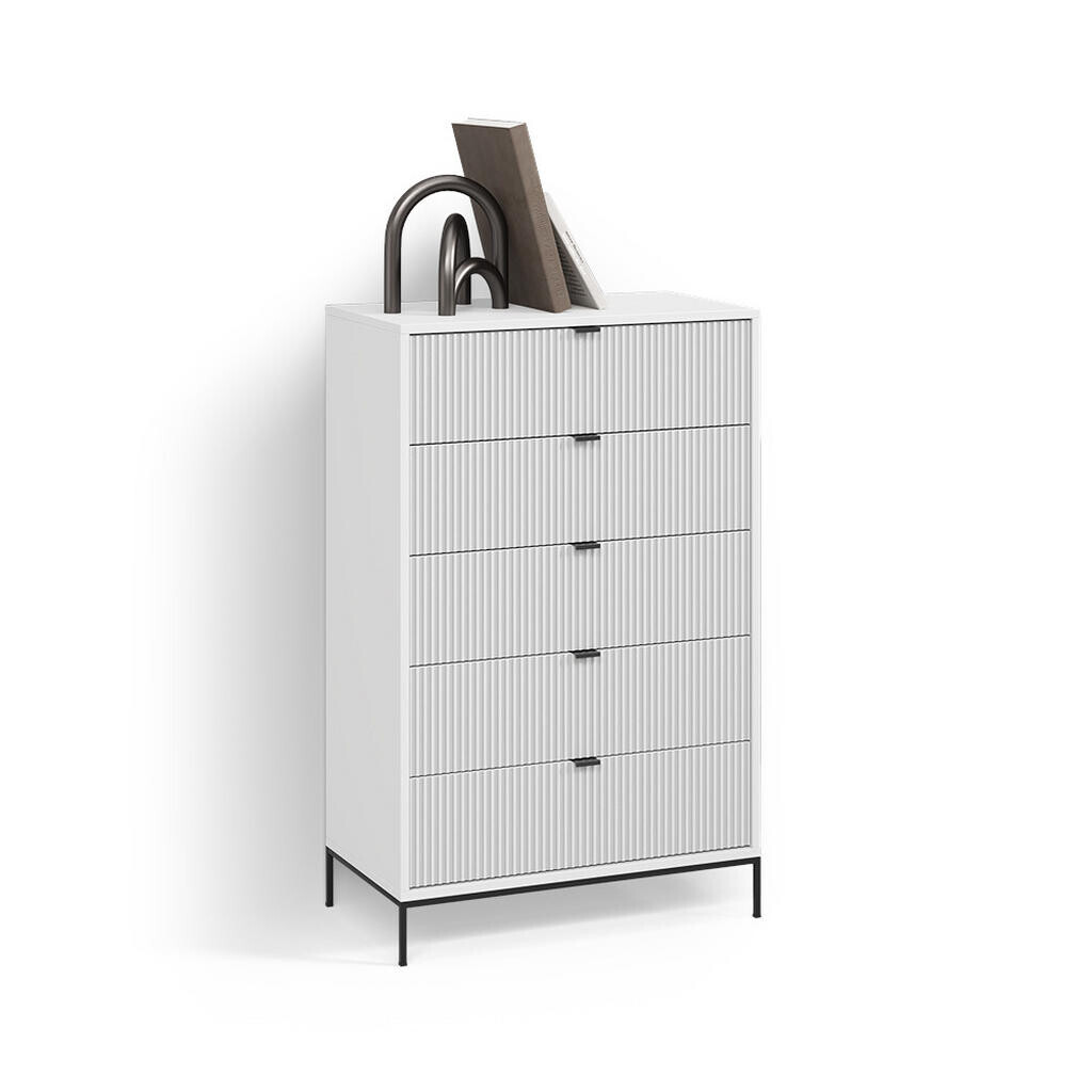 Livinity® KOMODA Aterno Bílá 76 x 120 cm s 5 zásuvkami