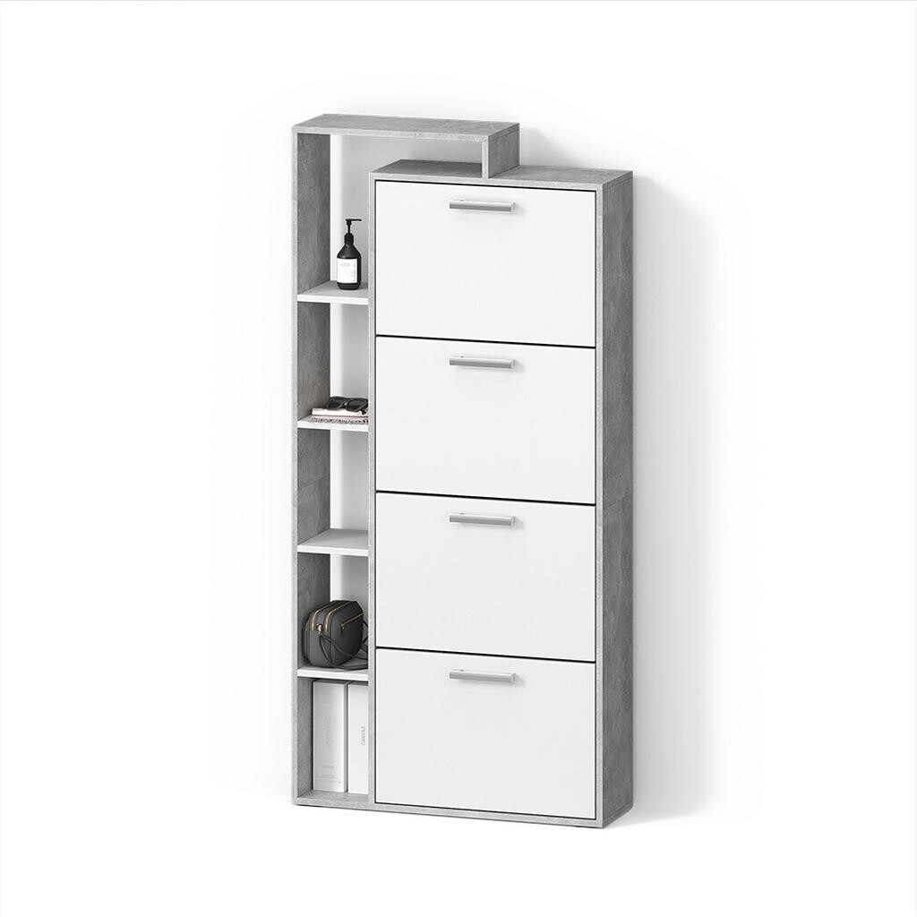 Livinity® BOTNÍK Ortello Bílá/beton 80 x 166.1 cm se 4 přihrádkami