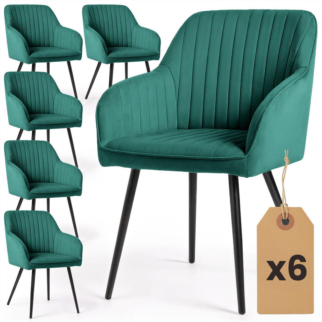 RAUMHIRSCH FURNITURE ČALOUNĚNÁ ŽIDLE, sada 6 ks, kovové nohy, zelená, černá 54,5/82/58