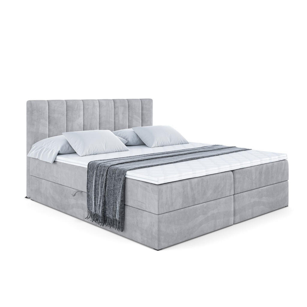 ALTDECOR AMERICKÁ postel s matrací H3 a roštem – OTTA – 160 × 200 cm, světle šedá
