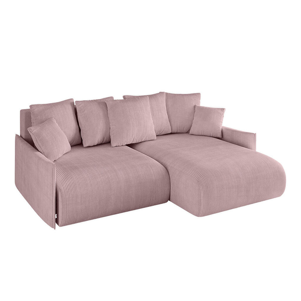 ALTDECOR ROHOVÁ SEDACÍ SOUPRAVA s otomanem vpravo ONESK-L-v1 216x177x72 růžový manšestr
